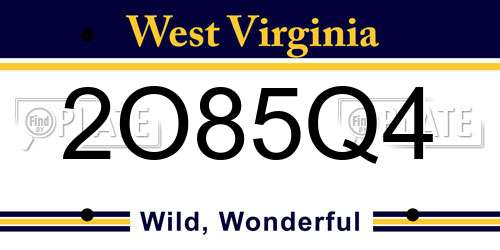 2O85Q4 West Virginia License Plate