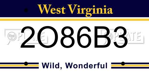 2O86B3 West Virginia License Plate