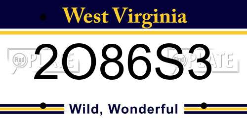 2O86S3 West Virginia License Plate
