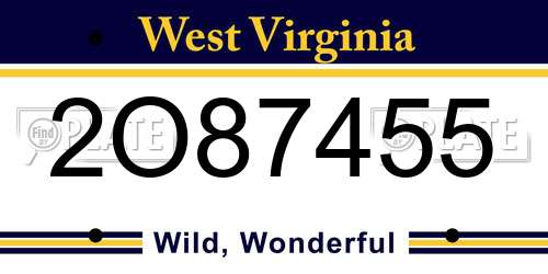 2O87455 West Virginia License Plate