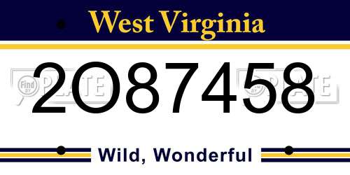 2O87458 West Virginia License Plate