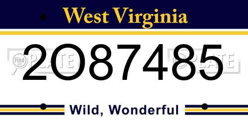 2O87485 West Virginia License Plate