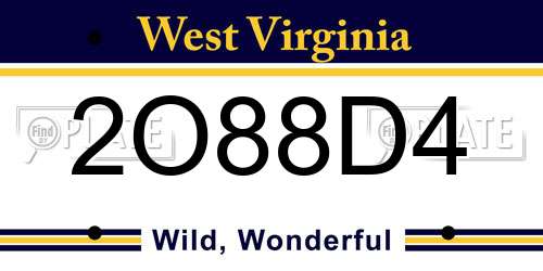 2O88D4 West Virginia License Plate