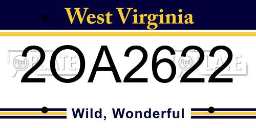 2OA2622 West Virginia License Plate