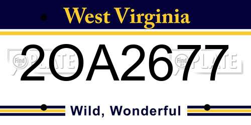 2OA2677 West Virginia License Plate