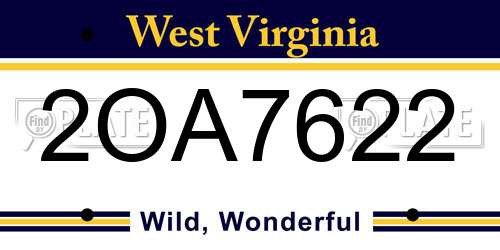 2OA7622 West Virginia License Plate
