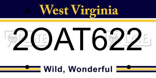 2OAT622 West Virginia License Plate