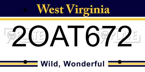 2OAT672 West Virginia License Plate