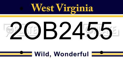 2OB2455 West Virginia License Plate
