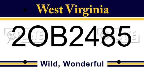 2OB2485 West Virginia License Plate