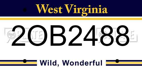 2OB2488 West Virginia License Plate
