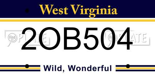 2OB504 West Virginia License Plate