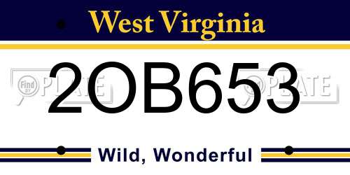 2OB653 West Virginia License Plate