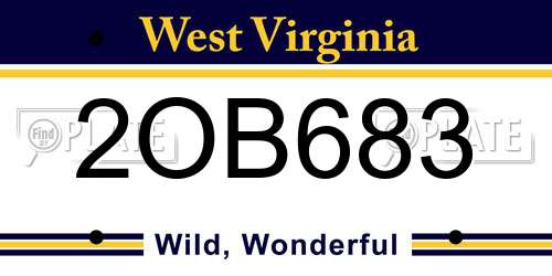 2OB683 West Virginia License Plate