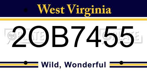 2OB7455 West Virginia License Plate