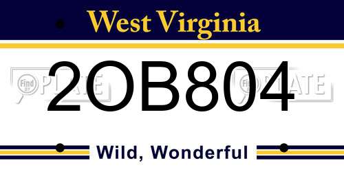2OB804 West Virginia License Plate