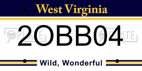2OBB04 West Virginia License Plate
