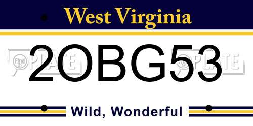 2OBG53 West Virginia License Plate