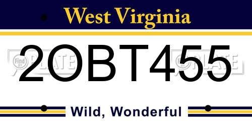 2OBT455 West Virginia License Plate