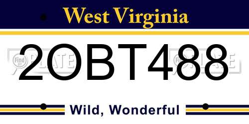 2OBT488 West Virginia License Plate