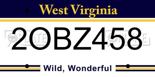 2OBZ458 West Virginia License Plate