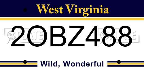 2OBZ488 West Virginia License Plate