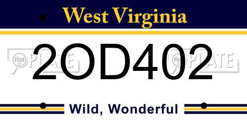 2OD402 West Virginia License Plate