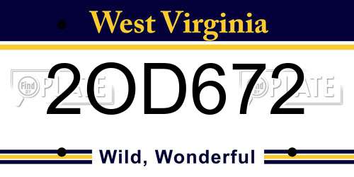 2OD672 West Virginia License Plate