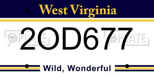 2OD677 West Virginia License Plate