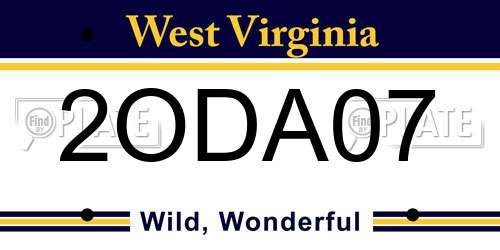 2ODA07 West Virginia License Plate