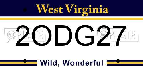 2ODG27 West Virginia License Plate