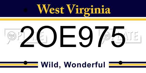 2OE975 West Virginia License Plate
