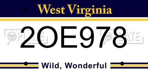2OE978 West Virginia License Plate