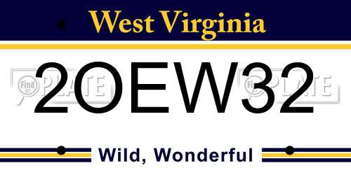 2OEW32 West Virginia License Plate