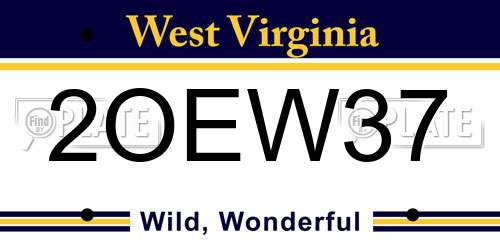 2OEW37 West Virginia License Plate