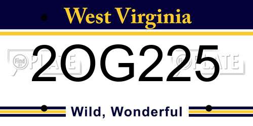 2OG225 West Virginia License Plate