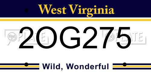 2OG275 West Virginia License Plate