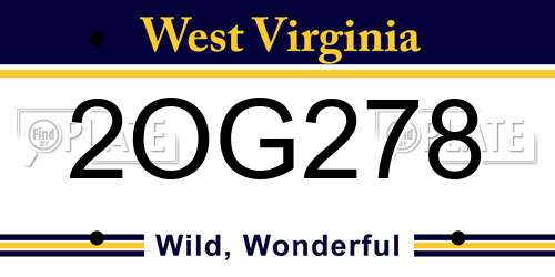 2OG278 West Virginia License Plate