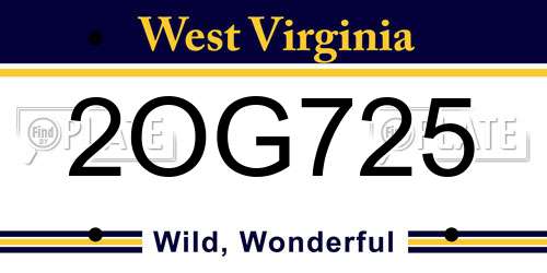 2OG725 West Virginia License Plate
