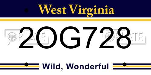 2OG728 West Virginia License Plate