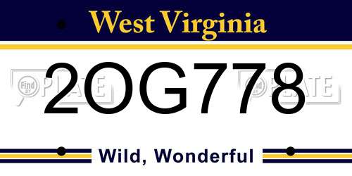2OG778 West Virginia License Plate