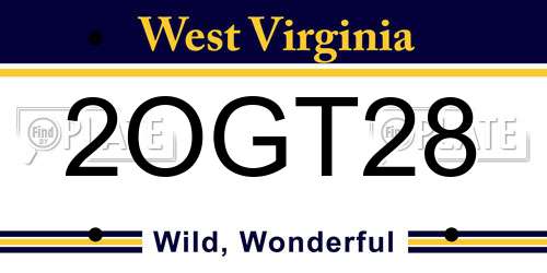 2OGT28 West Virginia License Plate