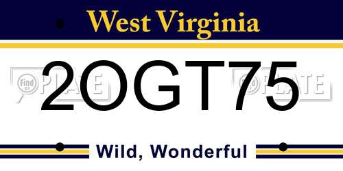2OGT75 West Virginia License Plate