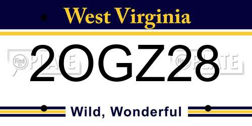 2OGZ28 West Virginia License Plate
