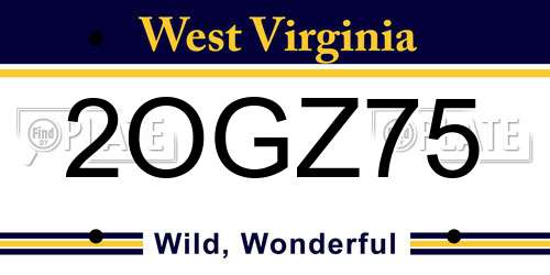 2OGZ75 West Virginia License Plate