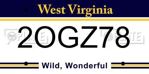2OGZ78 West Virginia License Plate