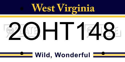 2OHT148 West Virginia License Plate