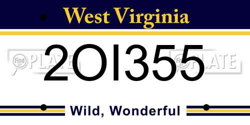 2OI355 West Virginia License Plate