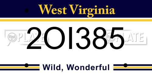 2OI385 West Virginia License Plate