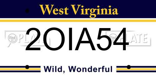 2OIA54 West Virginia License Plate